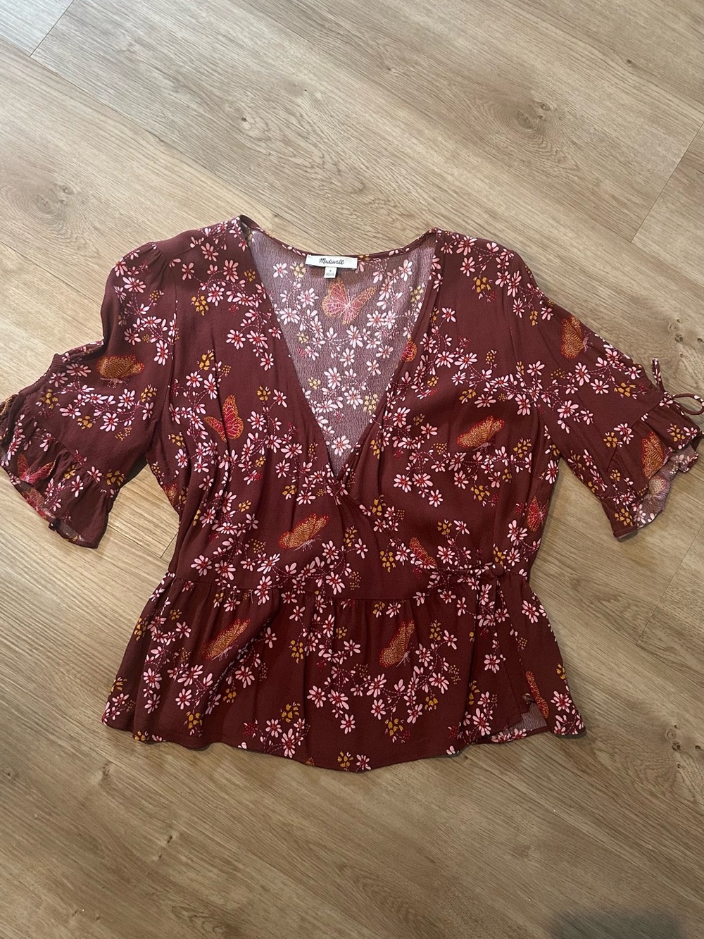 Madewell floral butterfly wrap top 6